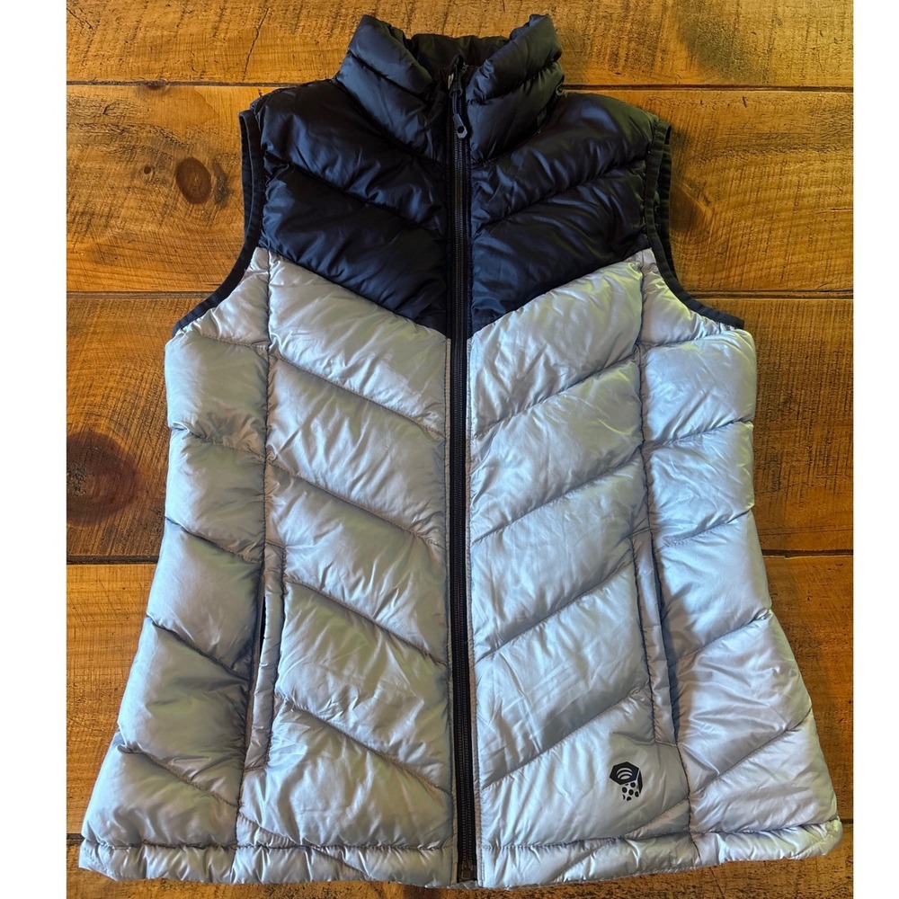 Mountain Hardwear Womens Navy Blue Gray Q Shield 650 Down Puffer Vest Medium